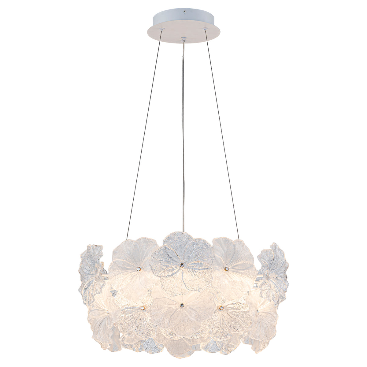 Modern LED Chandelier Clear & Frosted Glass Floral Petals Dimmable - product image 20 | Zenvolit