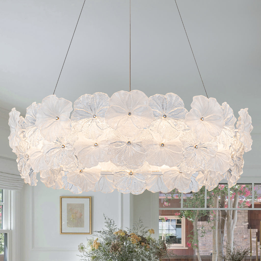 Modern LED Chandelier Clear & Frosted Glass Floral Petals Dimmable - product image 1 | Zenvolit