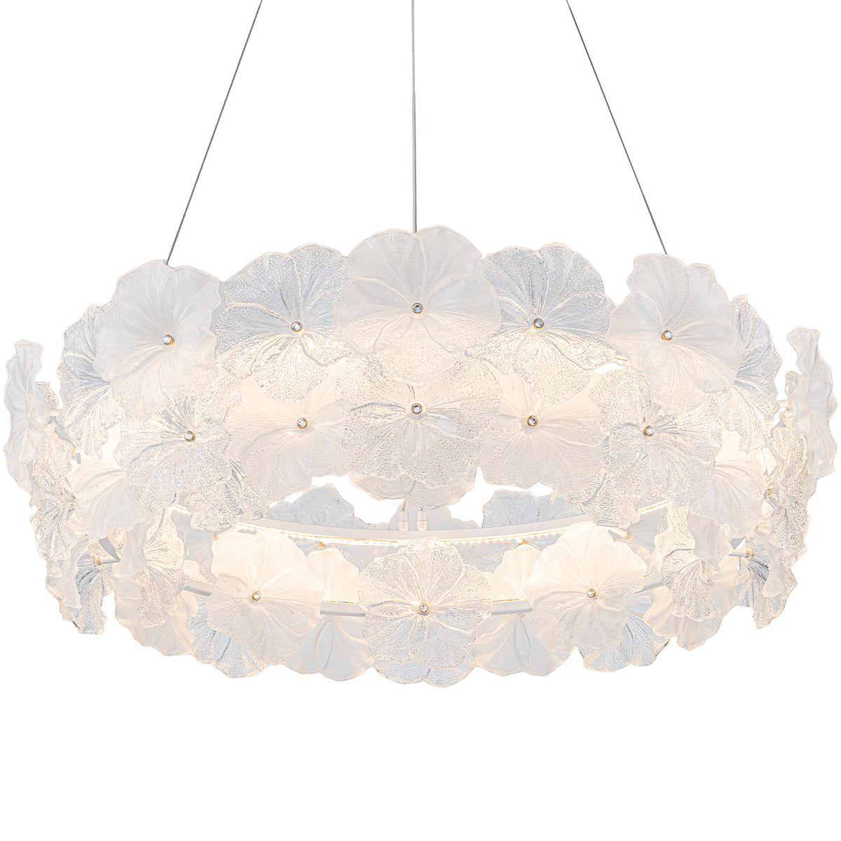 Modern LED Chandelier Clear & Frosted Glass Floral Petals Dimmable - product image 2 | Zenvolit