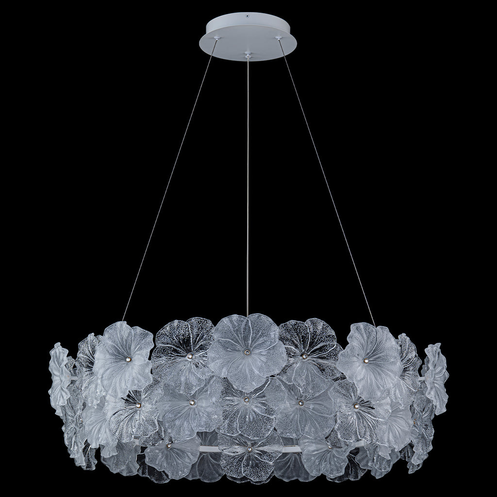 Modern LED Chandelier Clear & Frosted Glass Floral Petals Dimmable - product image 3 | Zenvolit