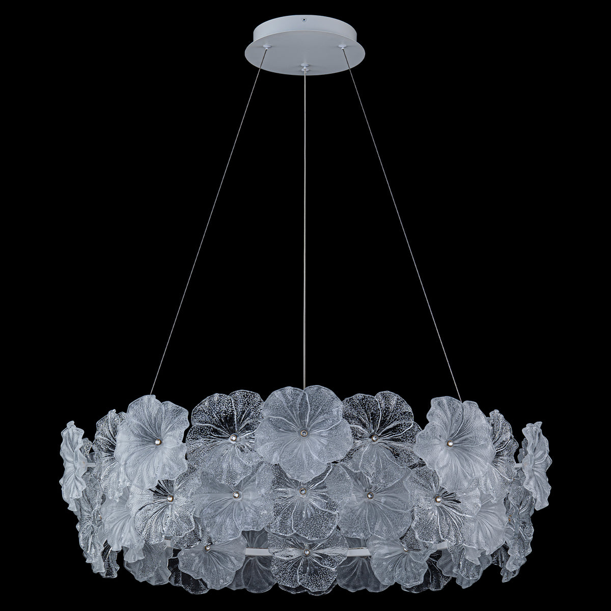 Modern LED Chandelier Clear & Frosted Glass Floral Petals Dimmable - product image 3 | Zenvolit