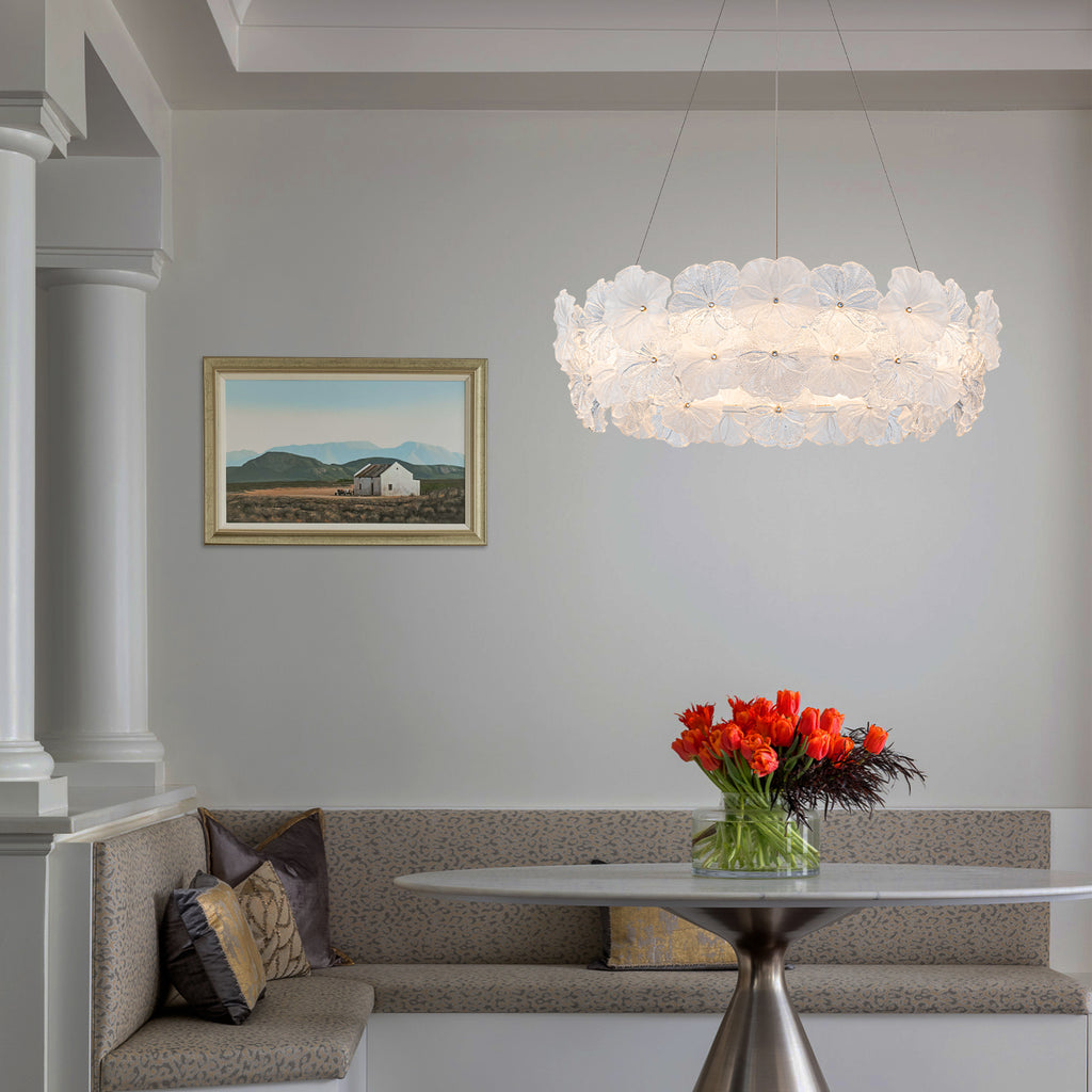 Modern LED Chandelier Clear & Frosted Glass Floral Petals Dimmable - product image 4 | Zenvolit