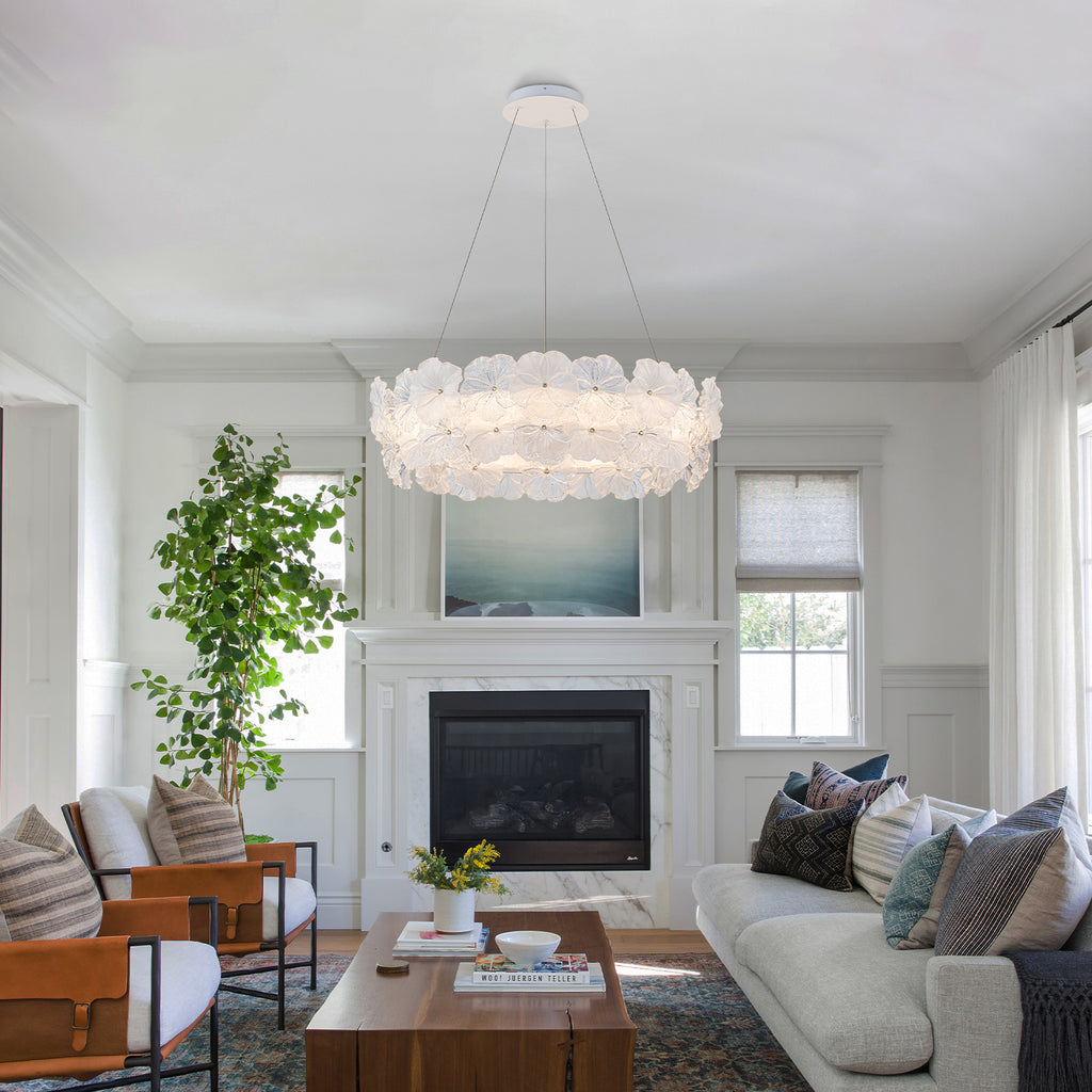 Modern LED Chandelier Clear & Frosted Glass Floral Petals Dimmable - product image 6 | Zenvolit