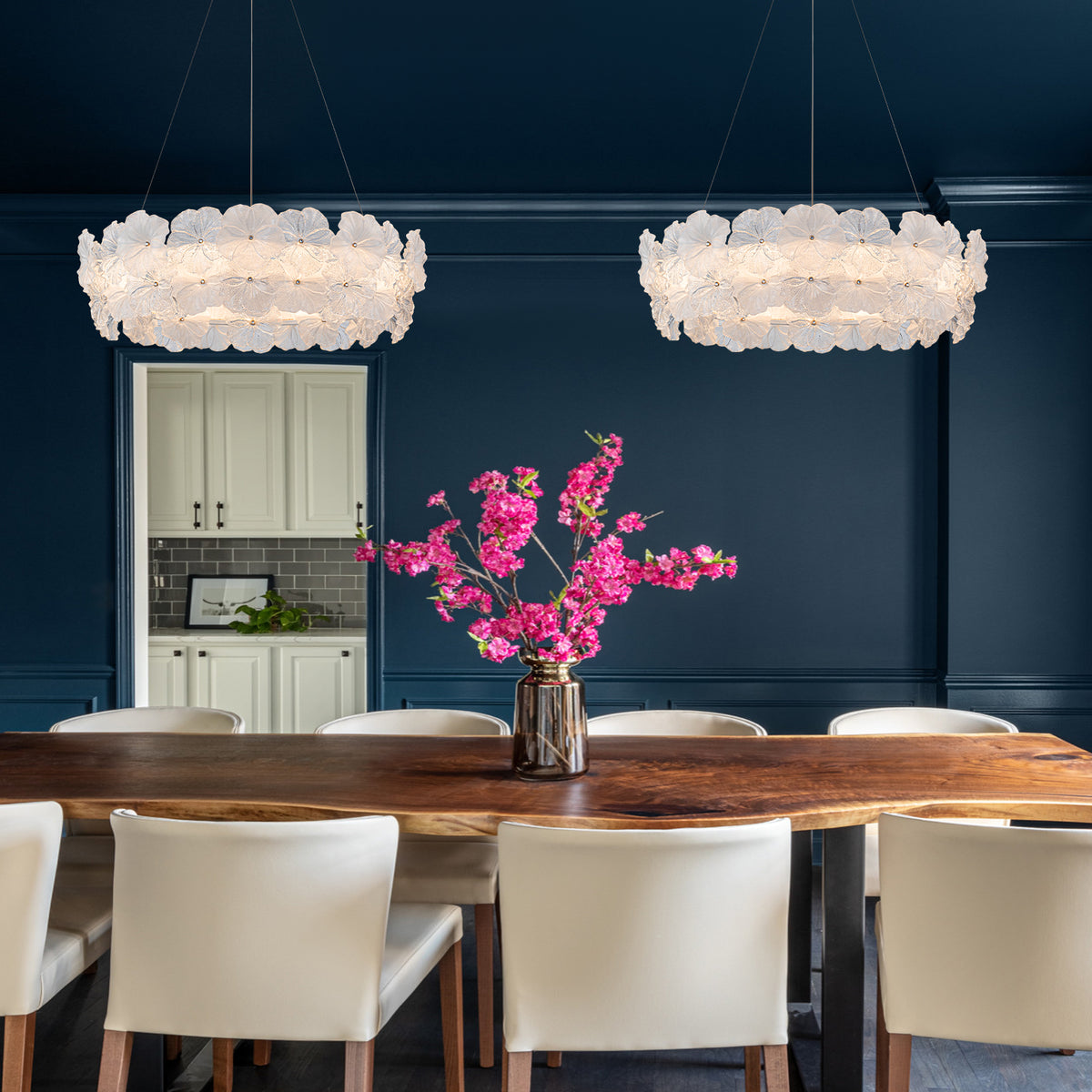 Modern LED Chandelier Clear & Frosted Glass Floral Petals Dimmable - product image 7 | Zenvolit