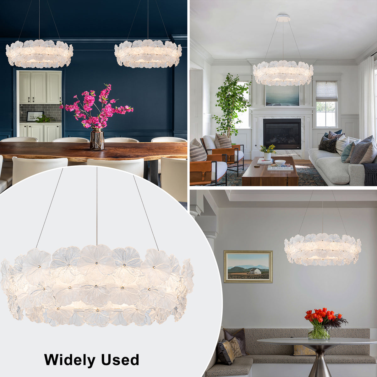 Modern LED Chandelier Clear & Frosted Glass Floral Petals Dimmable - product image 8 | Zenvolit