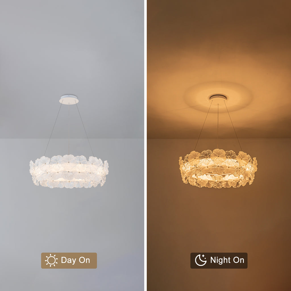 Modern LED Chandelier Clear & Frosted Glass Floral Petals Dimmable - product image 11 | Zenvolit