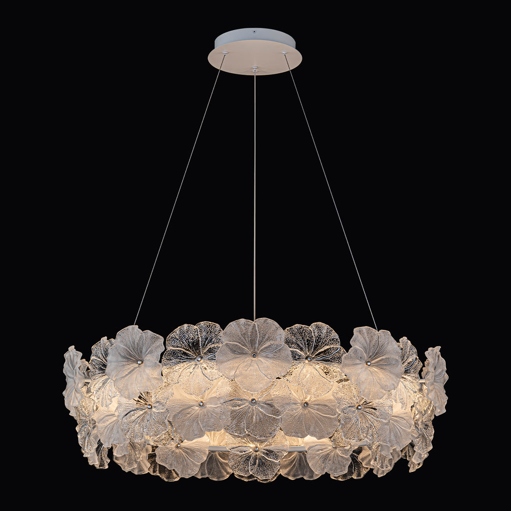 Modern LED Chandelier Clear & Frosted Glass Floral Petals Dimmable - product image 12 | Zenvolit