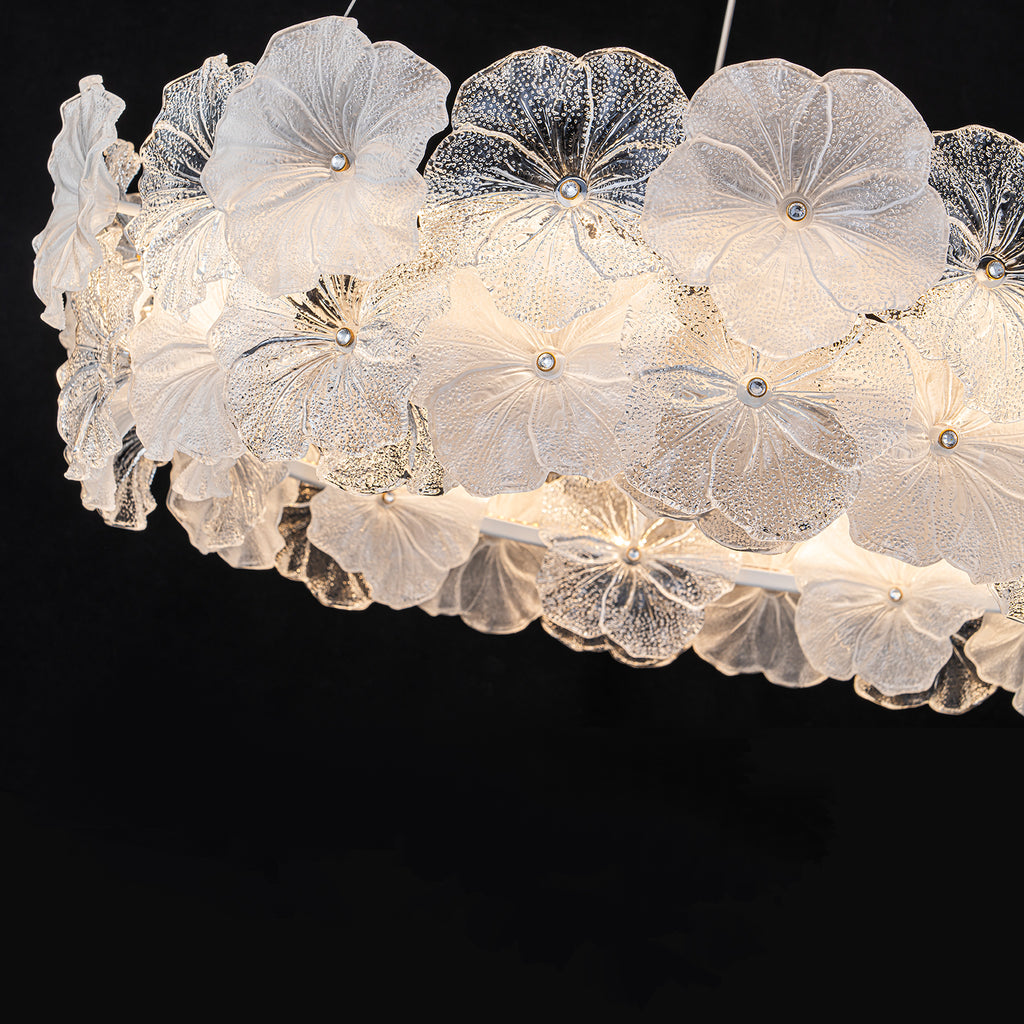 Modern LED Chandelier Clear & Frosted Glass Floral Petals Dimmable - product image 13 | Zenvolit