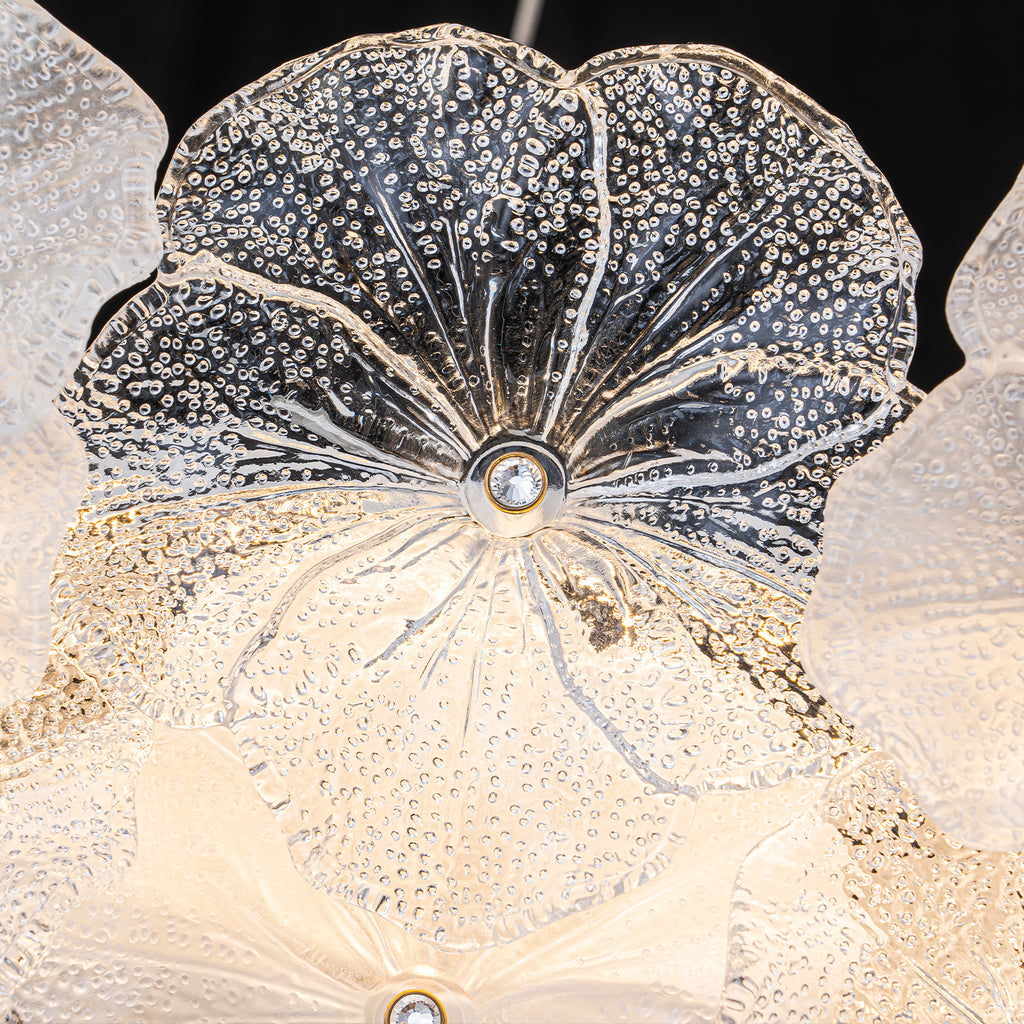 Modern LED Chandelier Clear & Frosted Glass Floral Petals Dimmable - product image 15 | Zenvolit