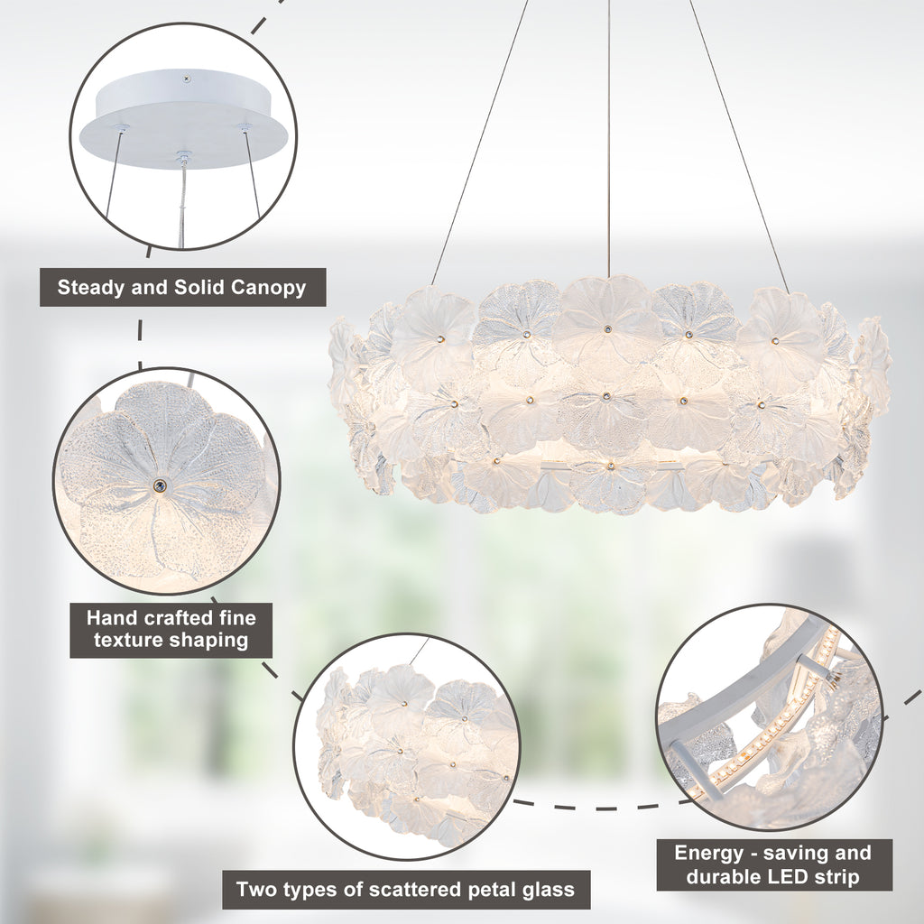 Modern LED Chandelier Clear & Frosted Glass Floral Petals Dimmable - product image 19 | Zenvolit
