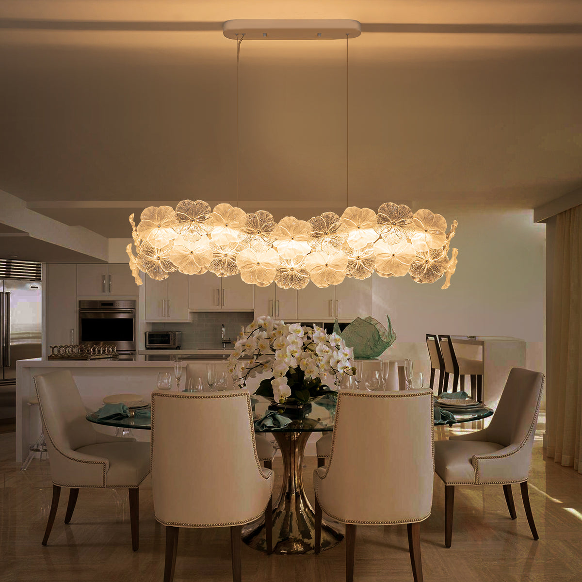 Linear LED Chandelier with Clear & Frosted Glass Petals Dimmable - product image 13 | Zenvolit