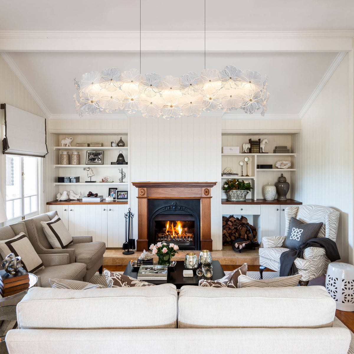 Linear LED Chandelier with Clear & Frosted Glass Petals Dimmable - product image 14 | Zenvolit