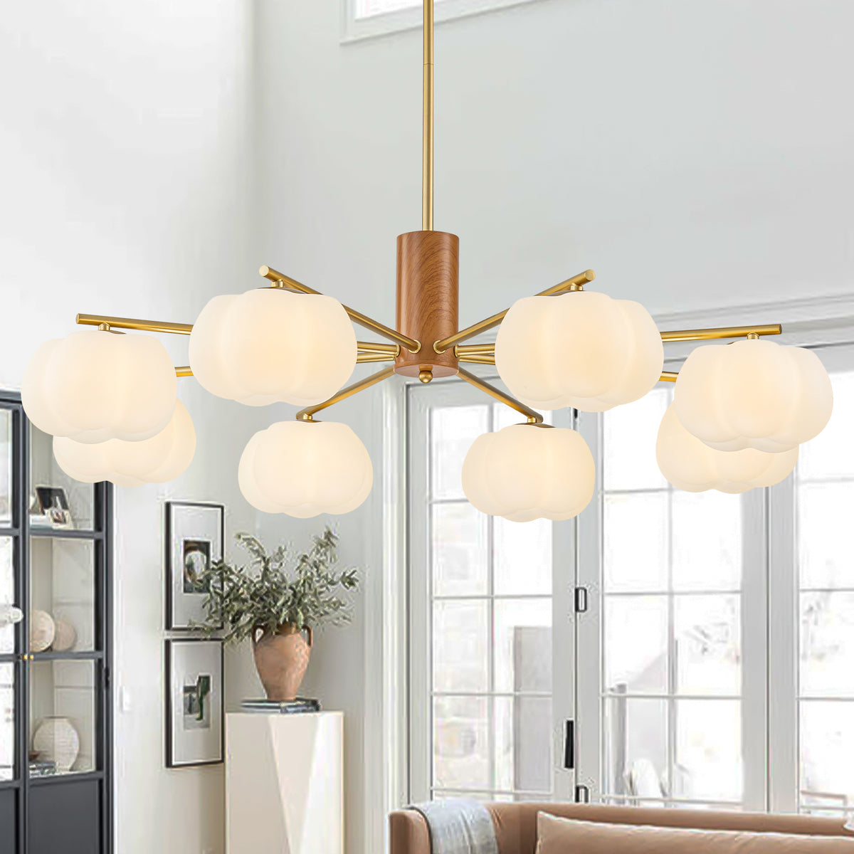 8-Light Modern Sputnik Chandelier with Pumpkin PE Shades - product image 1 | Zenvolit