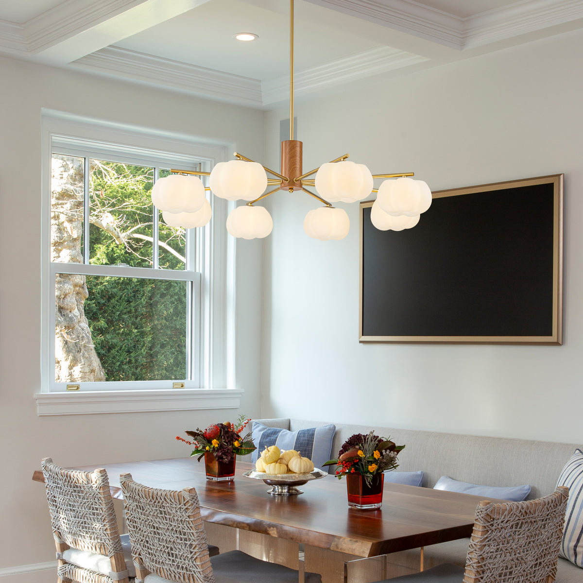 8-Light Modern Sputnik Chandelier with Pumpkin PE Shades - product image 2 | Zenvolit