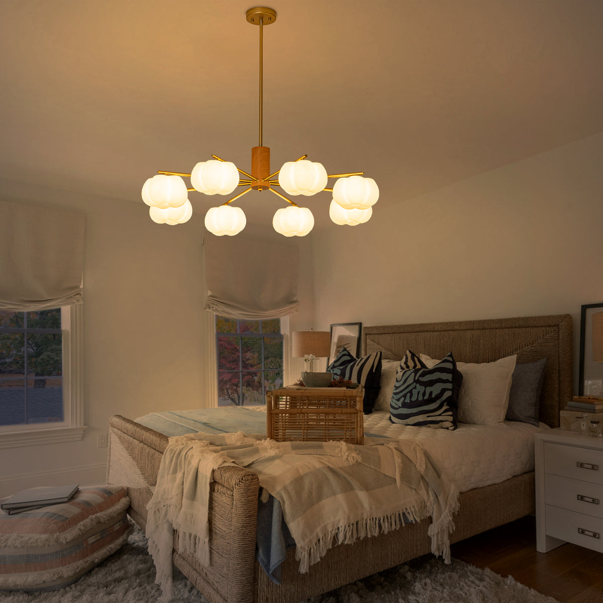 8-Light Modern Sputnik Chandelier with Pumpkin PE Shades - product image 3 | Zenvolit