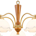 5-Light Mid-Century Modern Chandelier Floral Milky White Glass Shades - product image 2 | Zenvolit