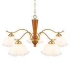 5-Light Mid-Century Modern Chandelier Floral Milky White Glass Shades - product image 4 | Zenvolit