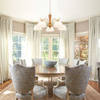 5-Light Mid-Century Modern Chandelier Floral Milky White Glass Shades - product image 9 | Zenvolit