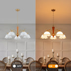 5-Light Mid-Century Modern Chandelier Floral Milky White Glass Shades - product image 12 | Zenvolit