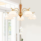 5-Light Mid-Century Modern Chandelier Floral Milky White Glass Shades - product image 15 | Zenvolit