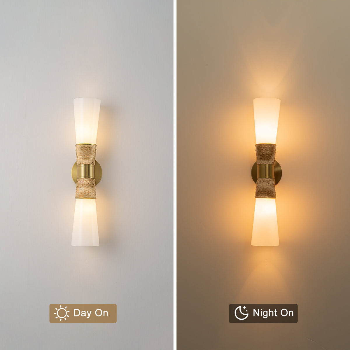 Rustic Rope Opal Glass Shade Wall Sconce with Up and Down Light - product image 8 | Zenvolit