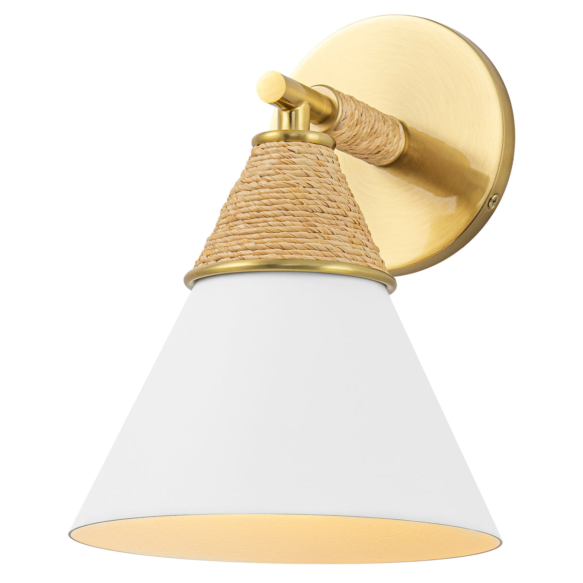 Wall Sconce with Milky Metal Cone Shade and Hand-Wrapped Jute Rope - product image 12 | Zenvolit