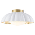 14 inch Dome Petal Design Pleated Milky White Shade Flush Mount Ceiling Light with Gold Foil Interior and E26 Ceramic Sockets - product image 15 | Zenvolit