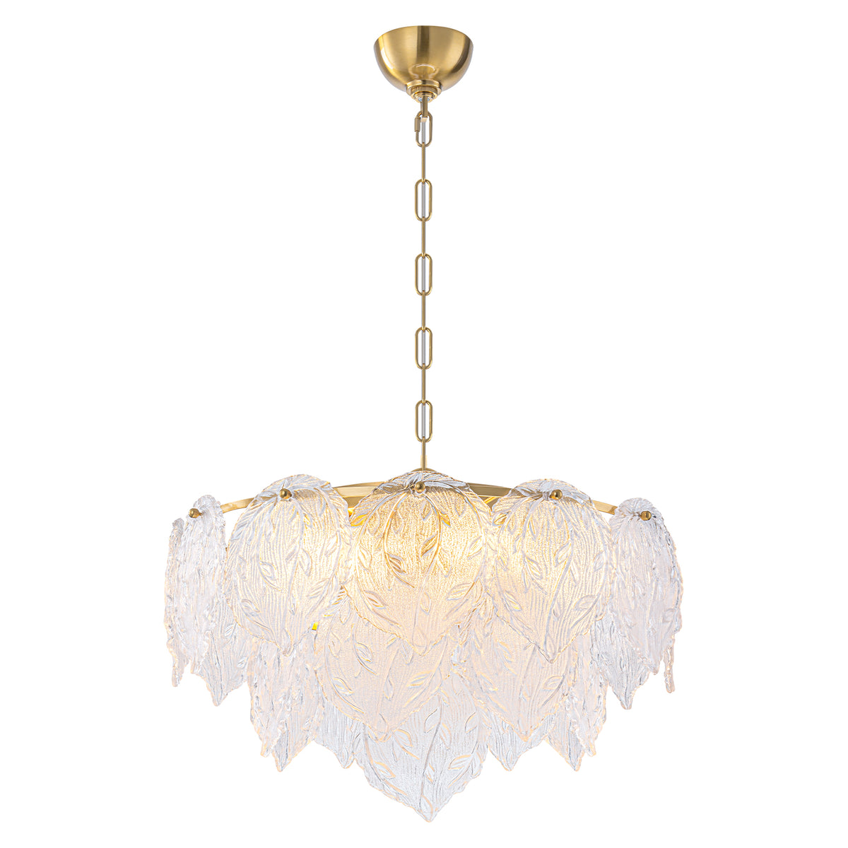 19.69 inch 6-Light Luxury Gold Chandelier with Double-Tier Clear Glass Leaves - product image 6 | Zenvolit