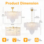 24.8 inch 6-Light Luxury Gold Chandelier with Double-Tier Clear Glass Leaves - product image 2 | Zenvolit