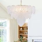 24.8 inch 6-Light Luxury Gold Chandelier with Double-Tier Clear Glass Leaves - product image 6 | Zenvolit
