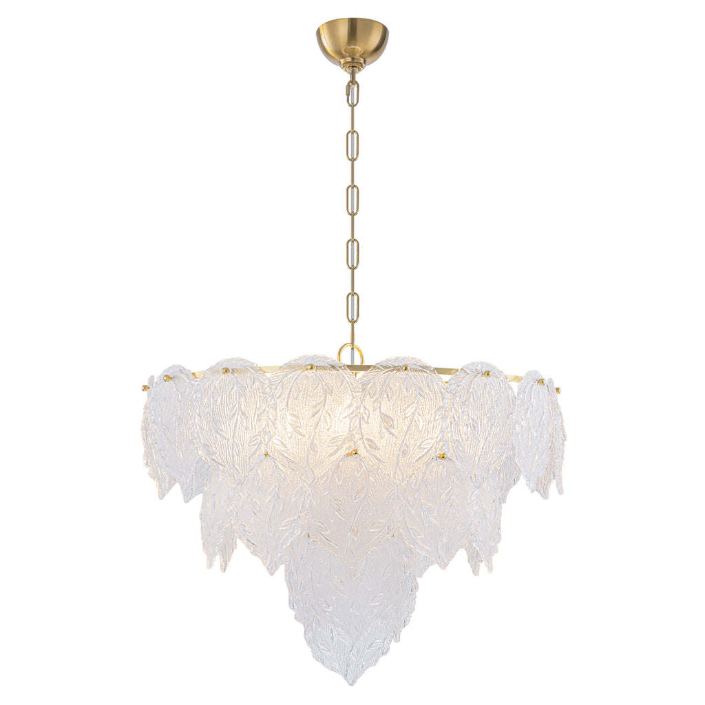 24.8 inch 6-Light Luxury Gold Chandelier with Double-Tier Clear Glass Leaves - product image 7 | Zenvolit