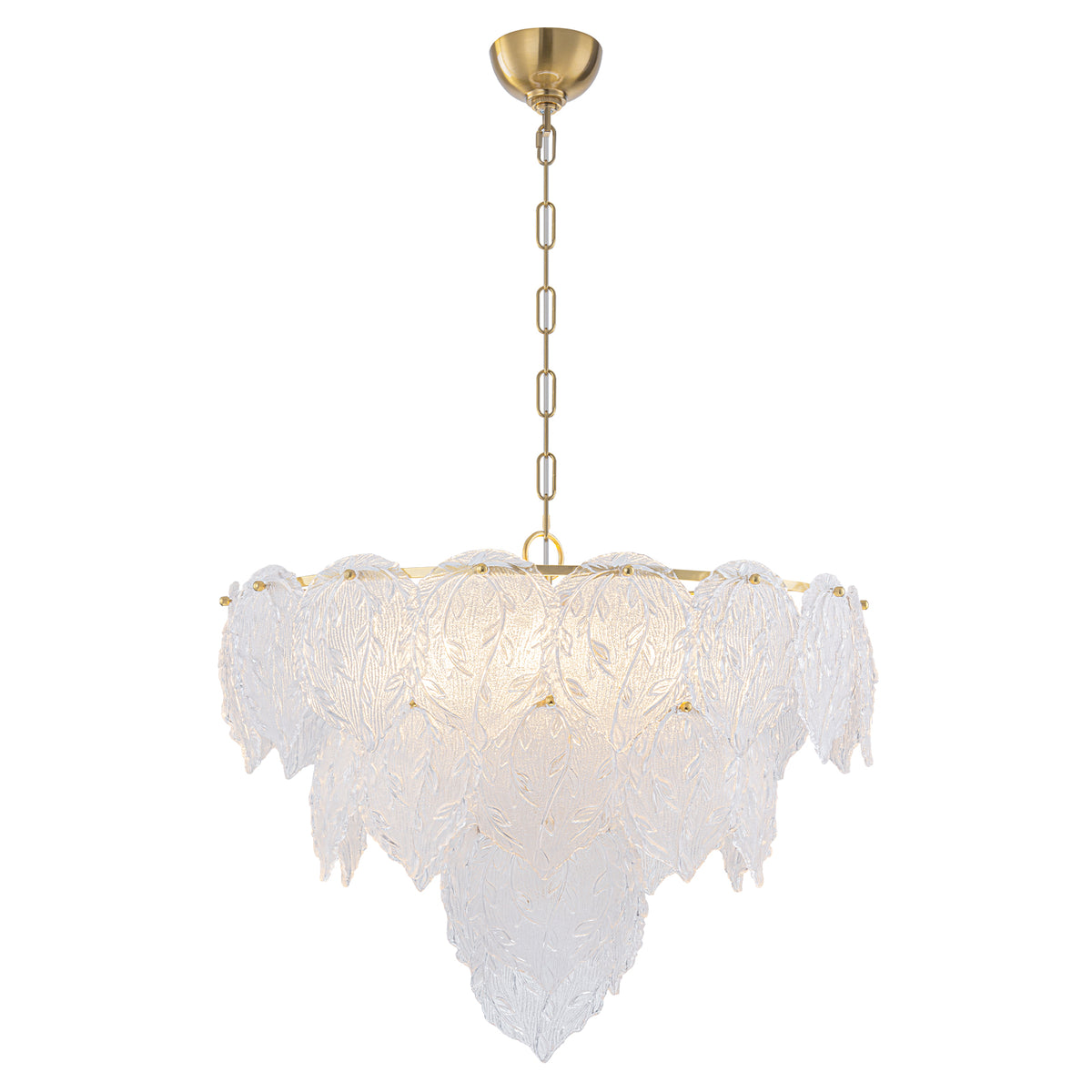 24.8 inch 6-Light Luxury Gold Chandelier with Double-Tier Clear Glass Leaves - product image 7 | Zenvolit