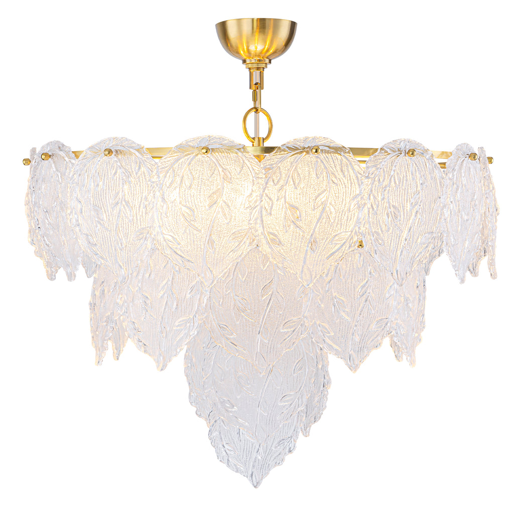 24.8 inch 6-Light Luxury Gold Chandelier with Double-Tier Clear Glass Leaves - product image 8 | Zenvolit