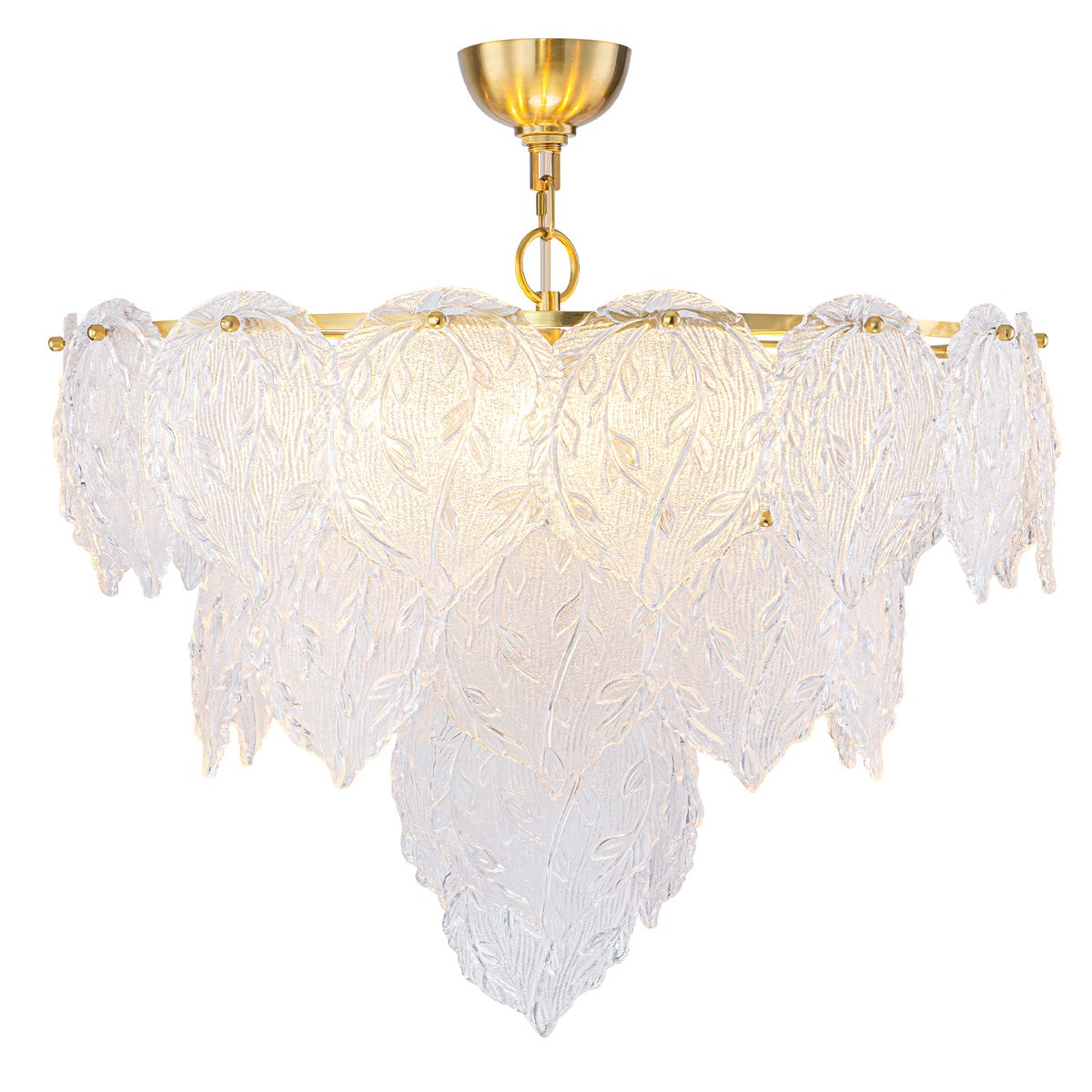 24.8 inch 6-Light Luxury Gold Chandelier with Double-Tier Clear Glass Leaves - product image 8 | Zenvolit