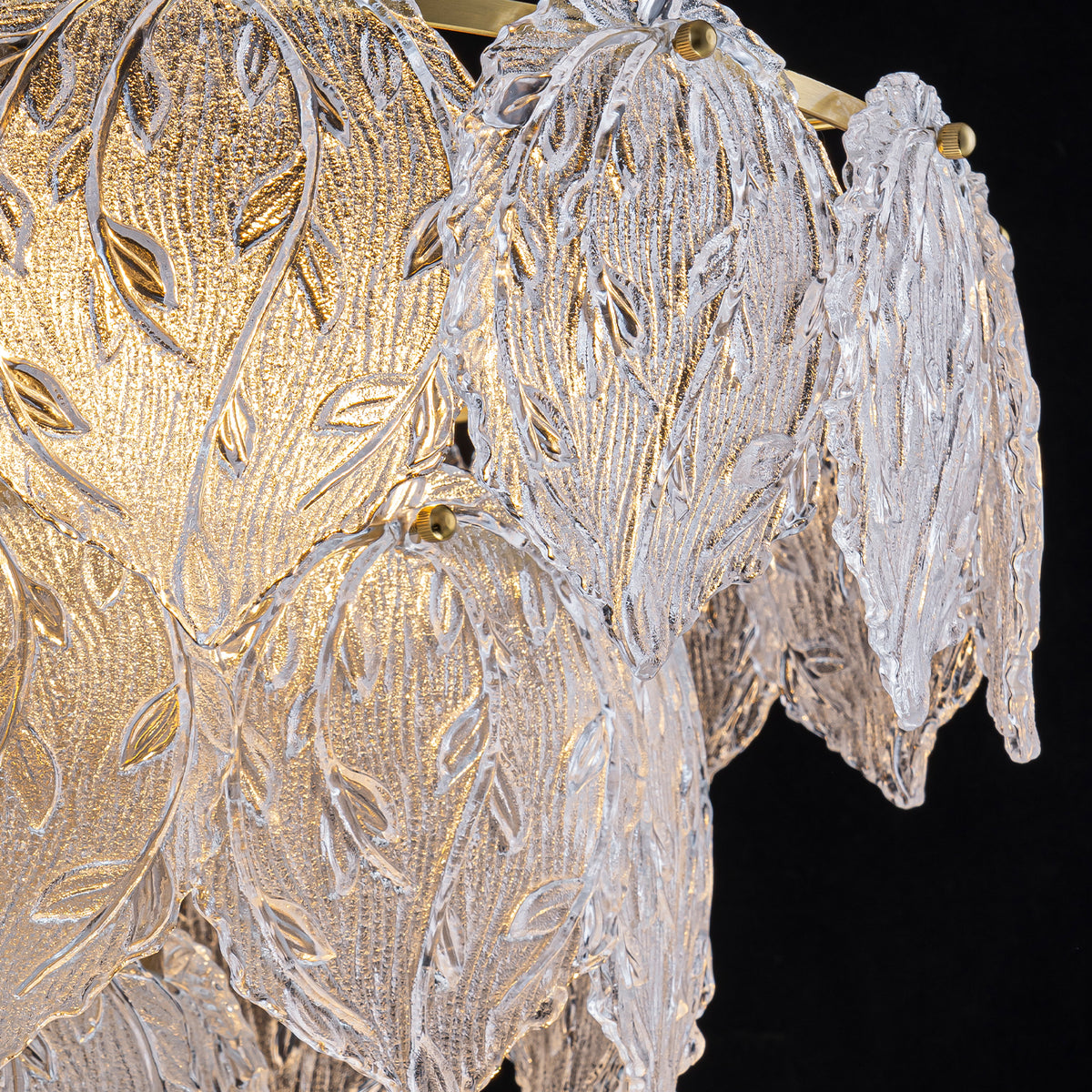 24.8 inch 6-Light Luxury Gold Chandelier with Double-Tier Clear Glass Leaves - product image 11 | Zenvolit