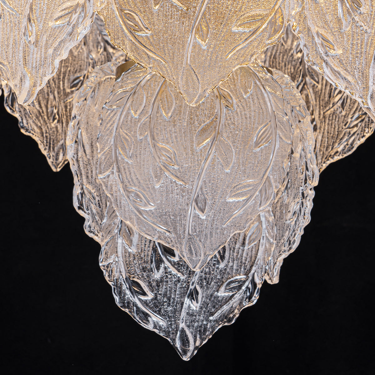 24.8 inch 6-Light Luxury Gold Chandelier with Double-Tier Clear Glass Leaves - product image 12 | Zenvolit