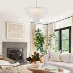 24.8 inch 6-Light Luxury Gold Chandelier with Double-Tier Clear Glass Leaves - product image 14 | Zenvolit