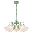 6-Light Botanical Green Chandelier with Floral Frosted Glass Shades - product image 11 | Zenvolit