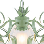 6-Light Botanical Green Chandelier with Floral Frosted Glass Shades - product image 14 | Zenvolit