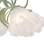 6-Light Botanical Green Chandelier with Floral Frosted Glass Shades - product image 16 | Zenvolit