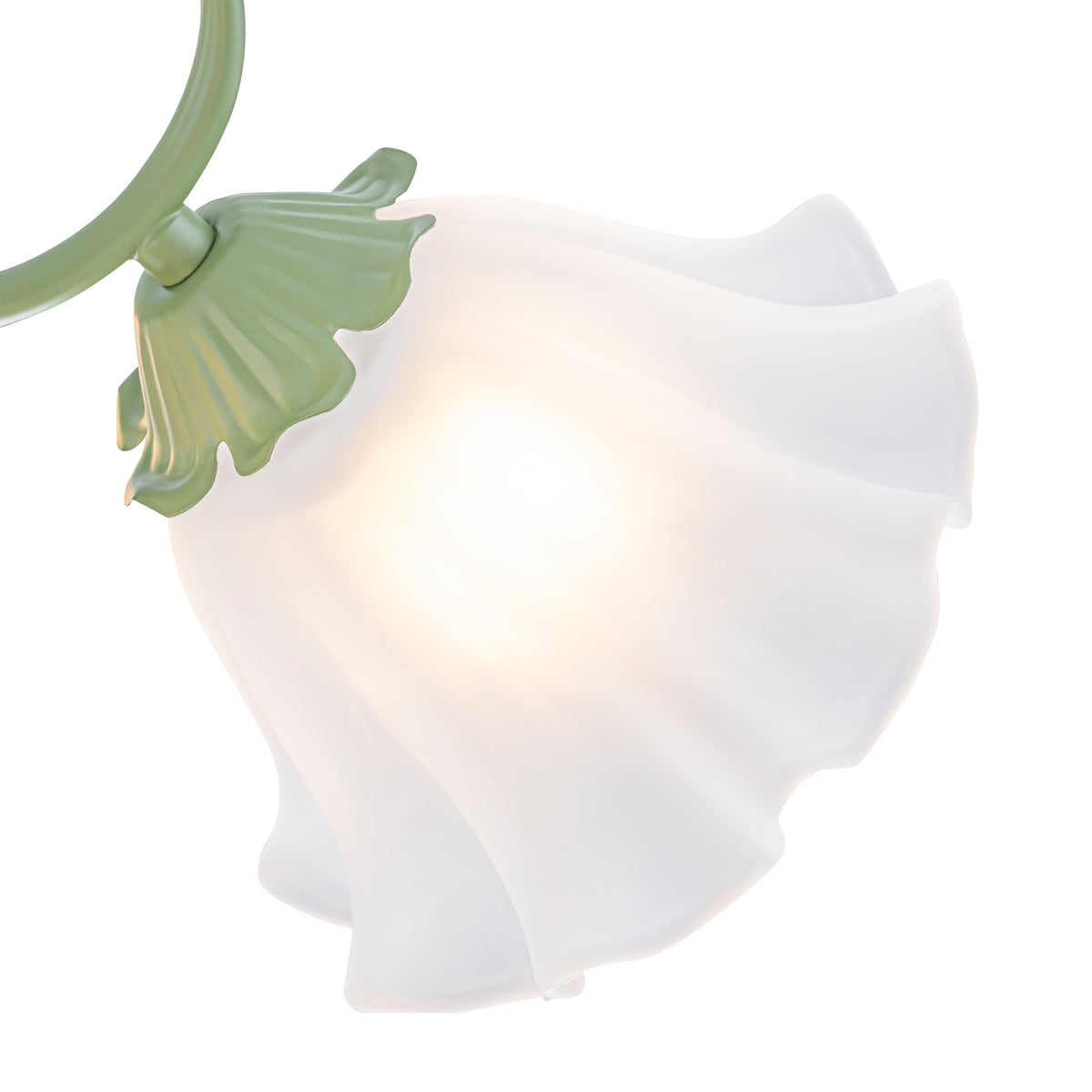 6-Light Botanical Green Chandelier with Floral Frosted Glass Shades - product image 17 | Zenvolit