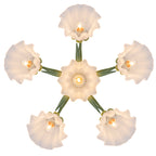 6-Light Botanical Green Chandelier with Floral Frosted Glass Shades - product image 18 | Zenvolit