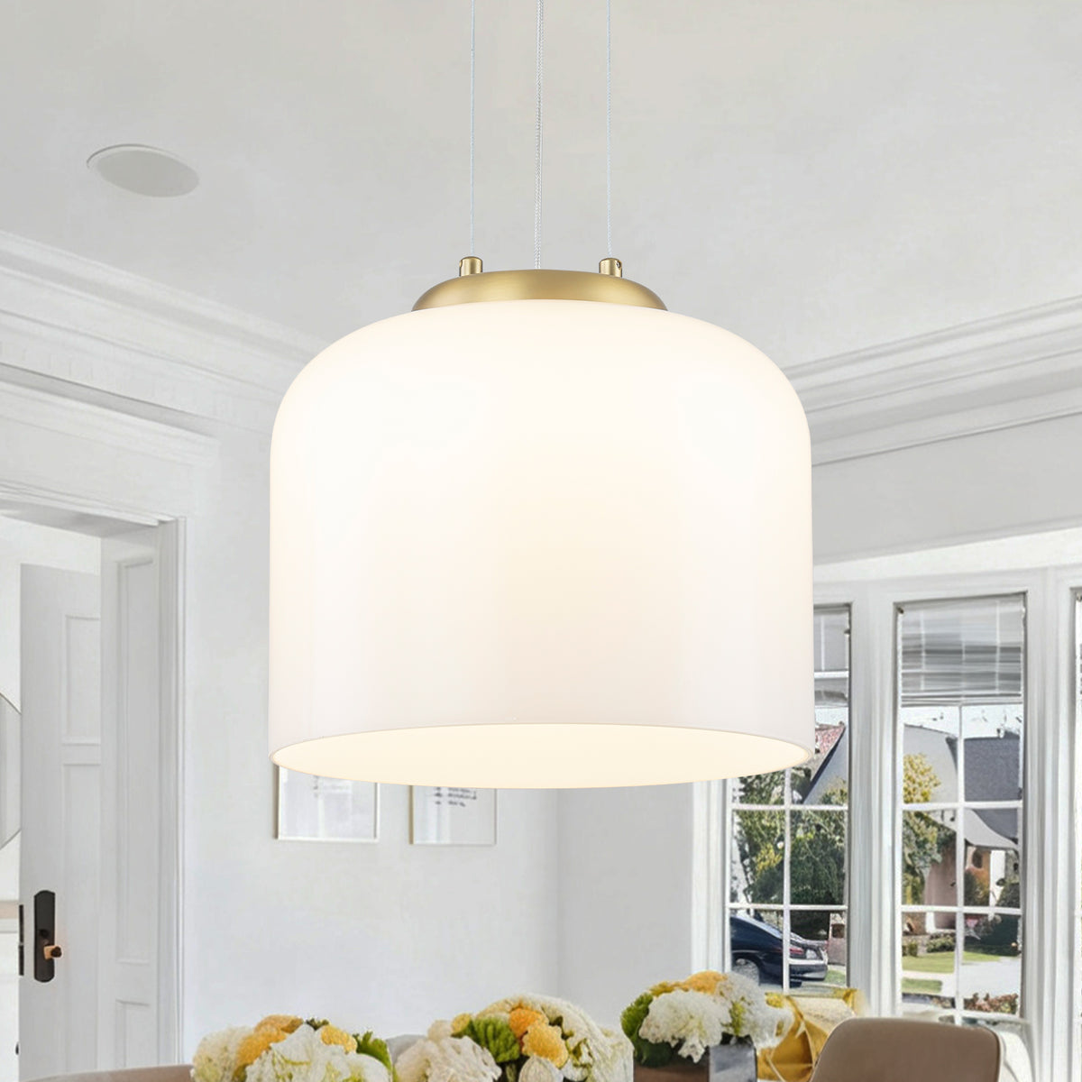 Single Light LED Pendant with Milky White Glass Shade Dimmable Modern - product image 1 | Zenvolit