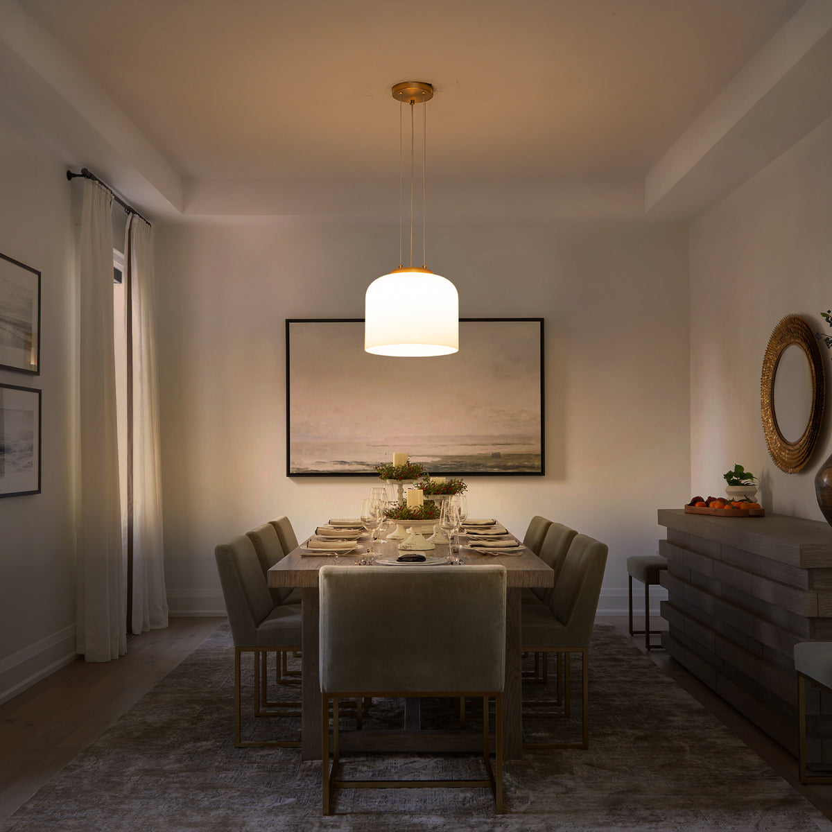 Single Light LED Pendant with Milky White Glass Shade Dimmable Modern - product image 3 | Zenvolit
