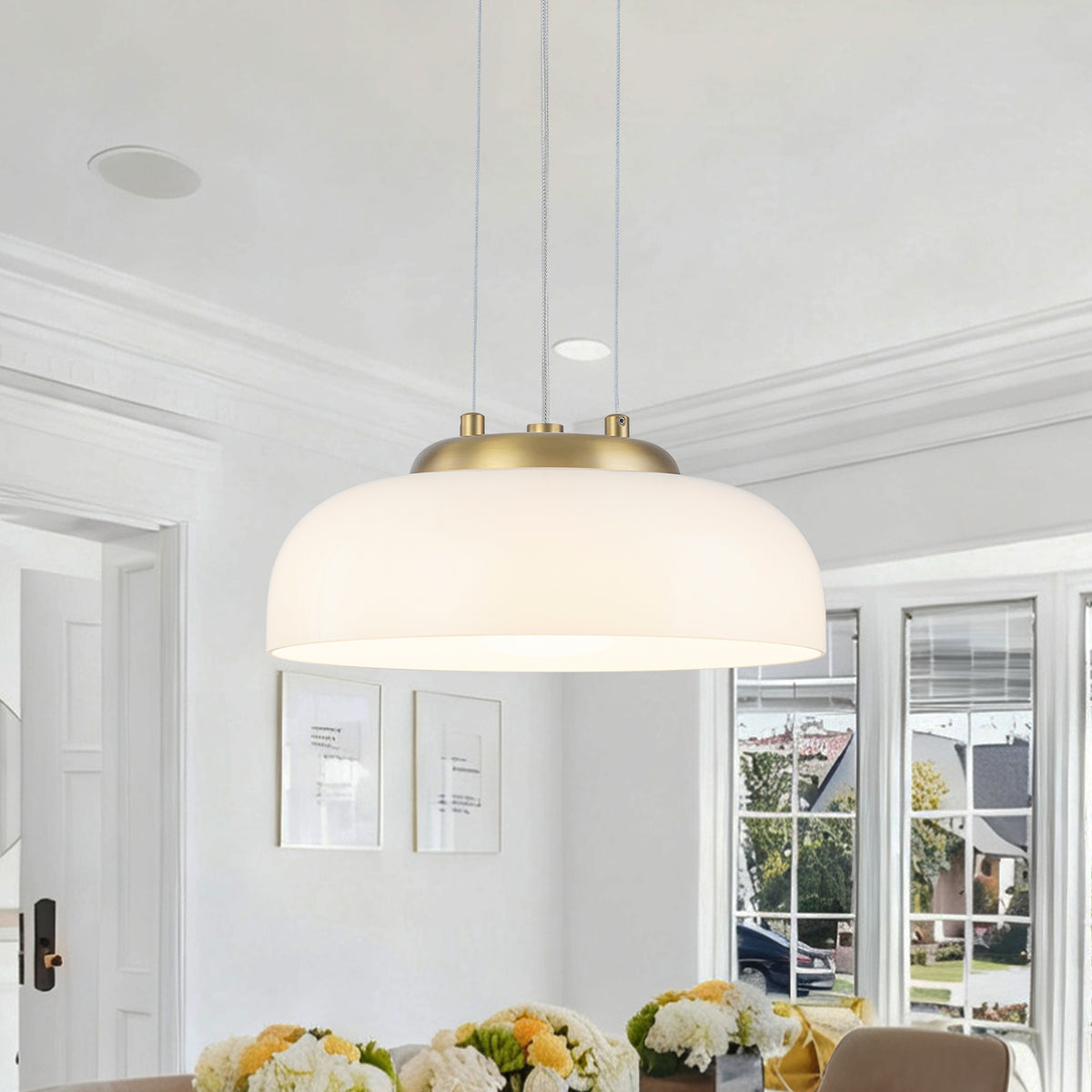 Single Light LED Pendant with Milky White Glass Shade Dimmable Modern - product image 1 | Zenvolit