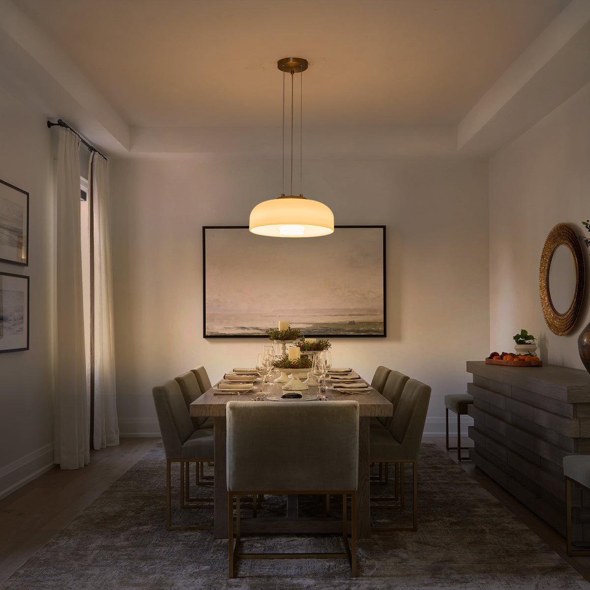 Single Light LED Pendant with Milky White Glass Shade Dimmable Modern - product image 3 | Zenvolit