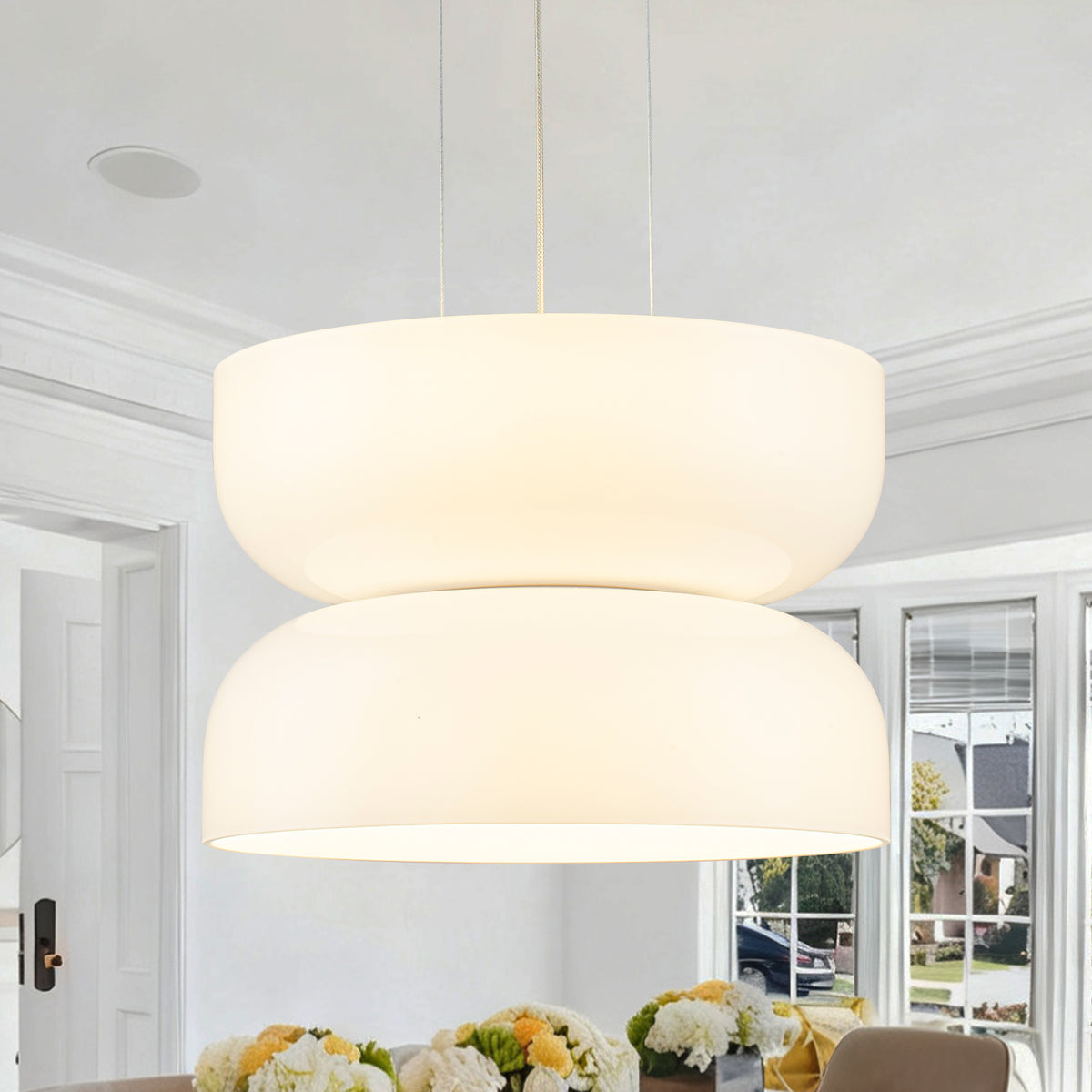 Milky Glass LED Pendant Light with Up & Down Lighting, Dimmable - product image 1 | Zenvolit