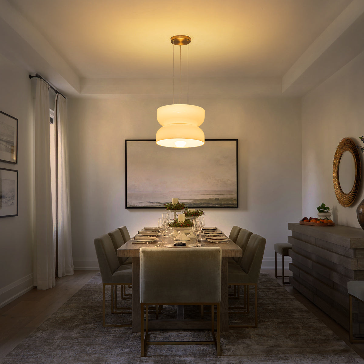Milky Glass LED Pendant Light with Up & Down Lighting, Dimmable - product image 3 | Zenvolit