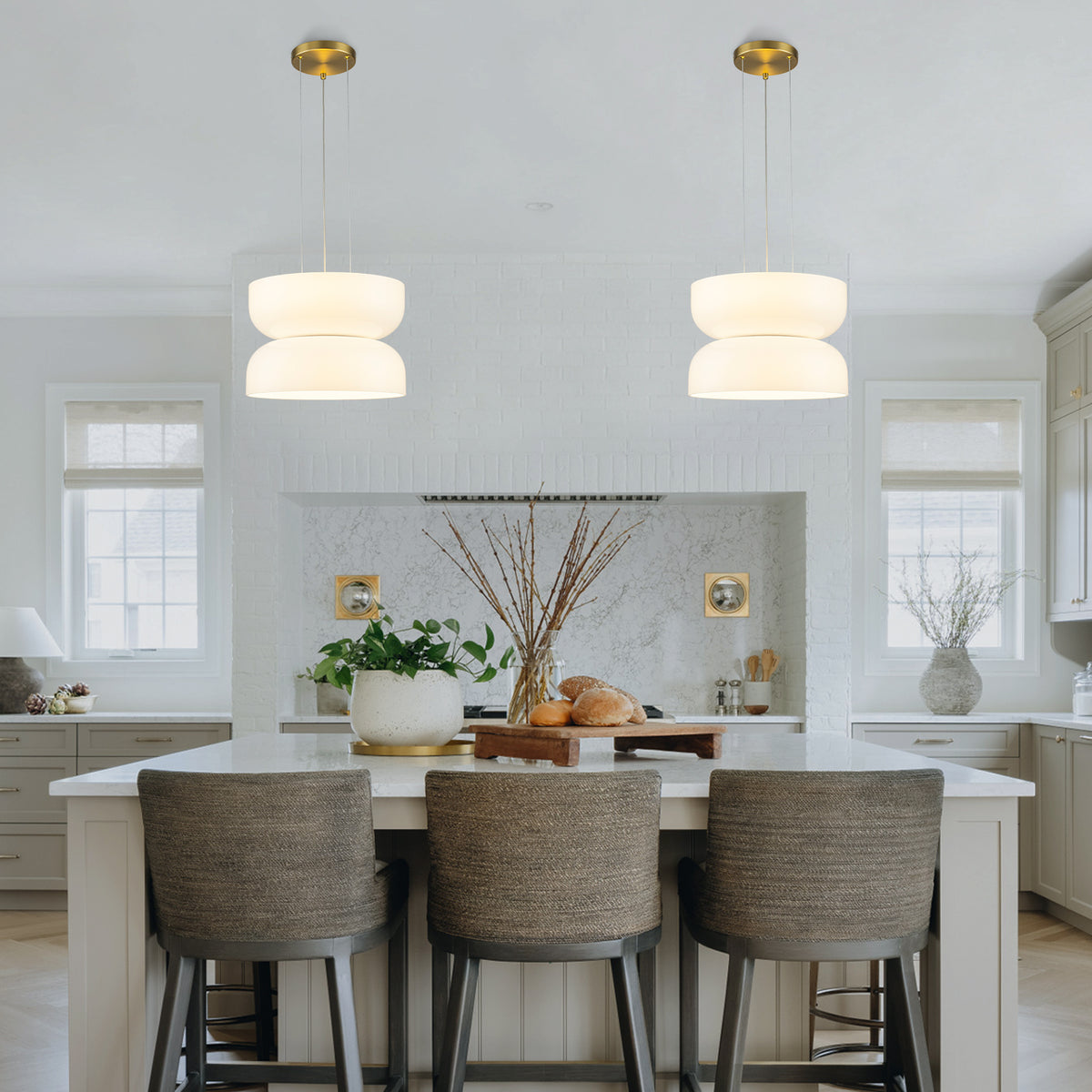 Milky Glass LED Pendant Light with Up & Down Lighting, Dimmable - product image 4 | Zenvolit