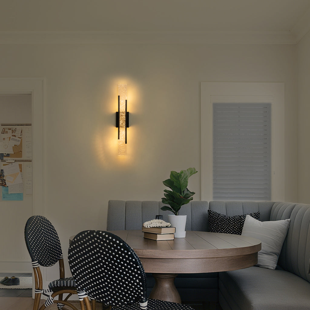 Black Metal Rectangular Water Pattern LED Dimmable Wall Sconce - product image 3 | Zenvolit